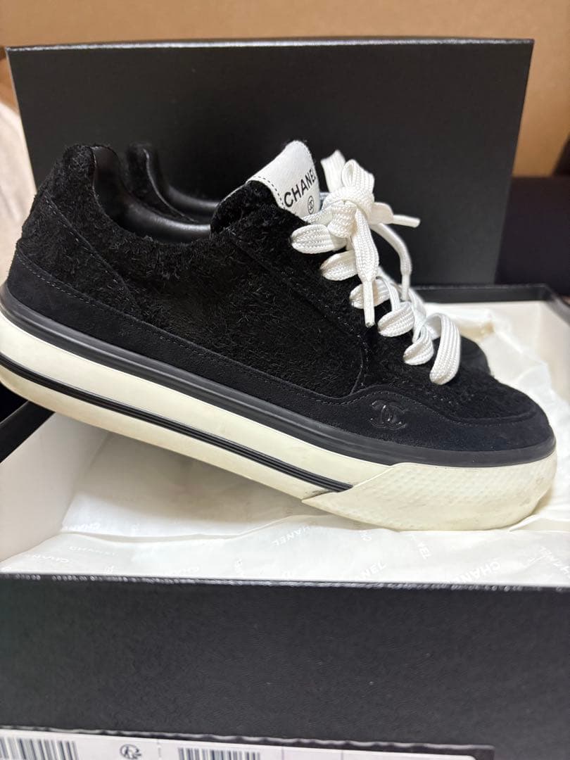CHANEL シャネル スニーカー 38 G45208 カーフスキン ベルベット