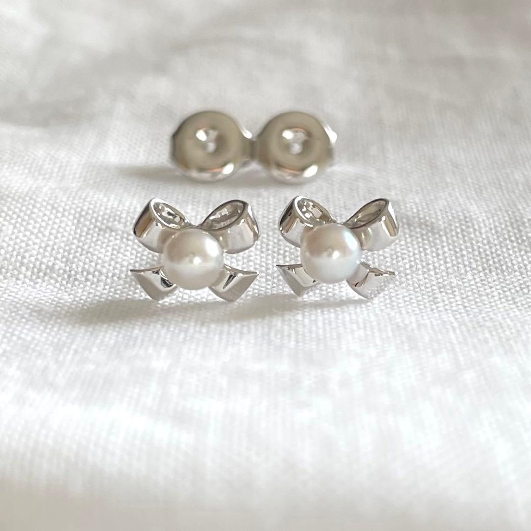 希少 ミキモト ベビーパール ピアス k18WG リボン 新品・未使用 - メルカリ