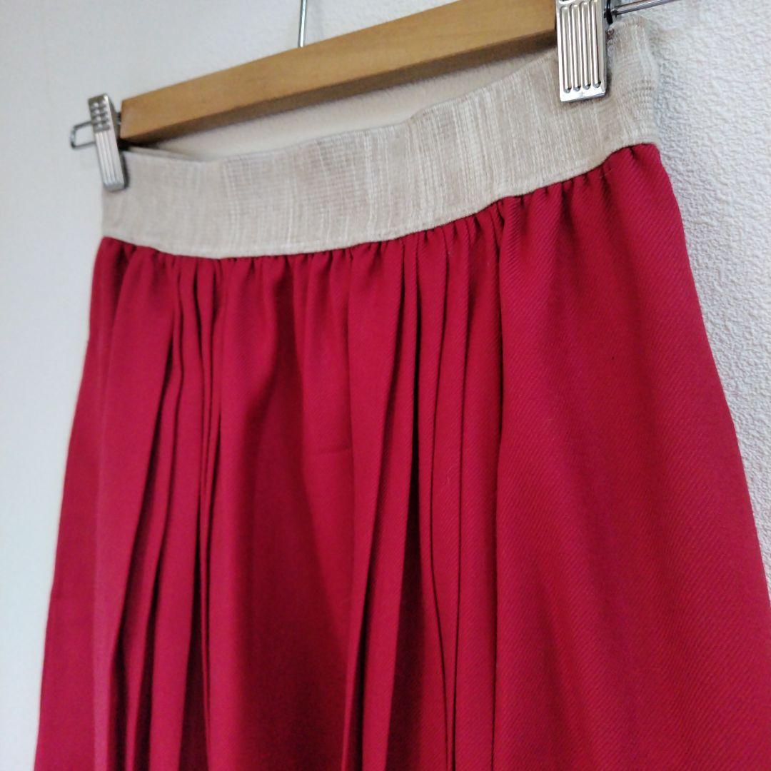 オニールオブダブリン ウール プリーツ入り ロングスカート アイルランド製 赤