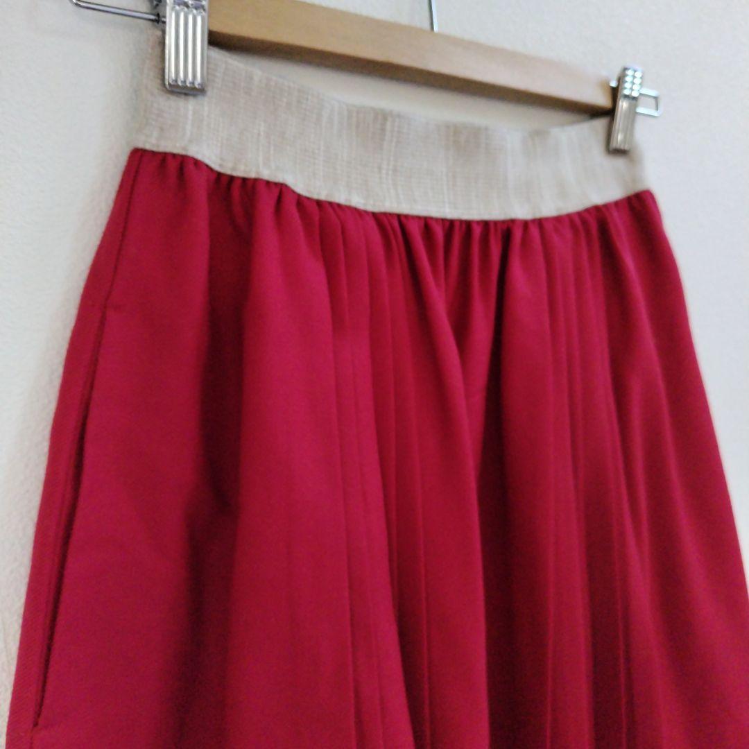 オニールオブダブリン ウール プリーツ入り ロングスカート アイルランド製 赤