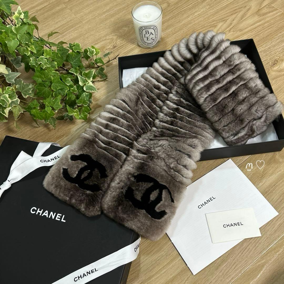 CHANEL シャネル オリラグファーマフラー ココマーク ラパン&カシミヤ