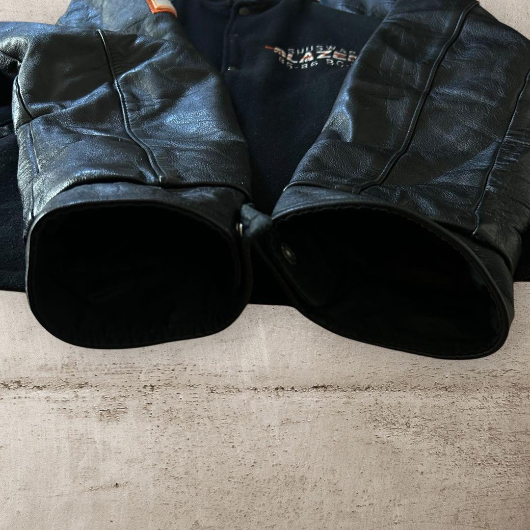 激レアSEDER80sカナダ製キルティングライナーウールスタジャンレザー袖XL黒