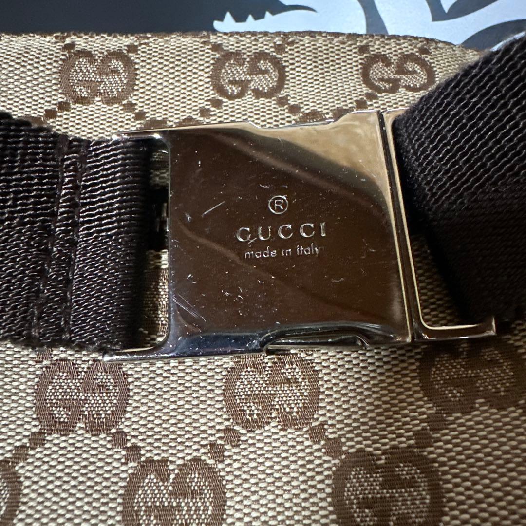 グッチ ボディバッグ GG柄 ジャガード キャンバス レザー ベージュ