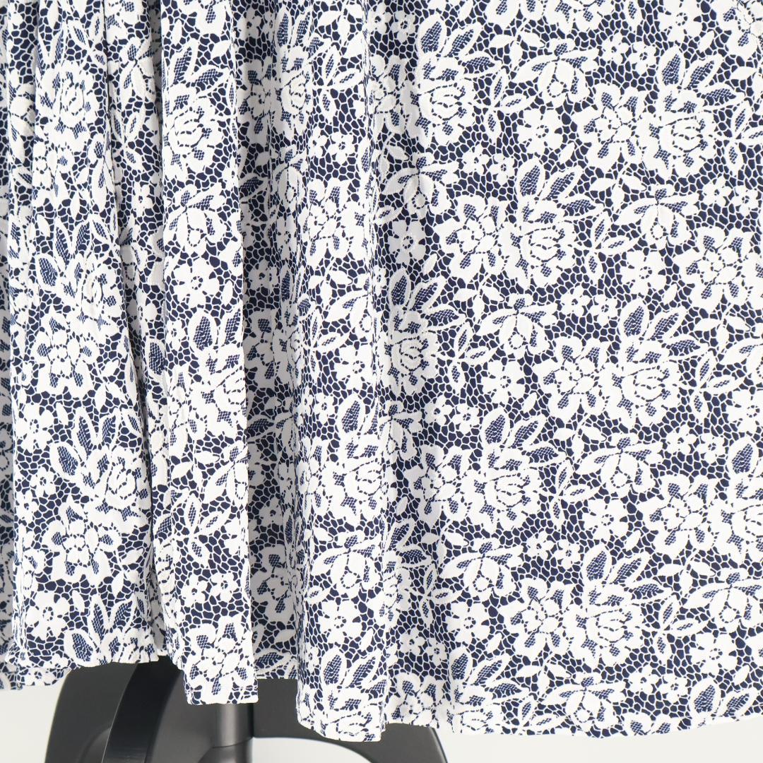 【美品 社交ダンス衣装】ネイビー gentil 上下セット ツーピース 花柄