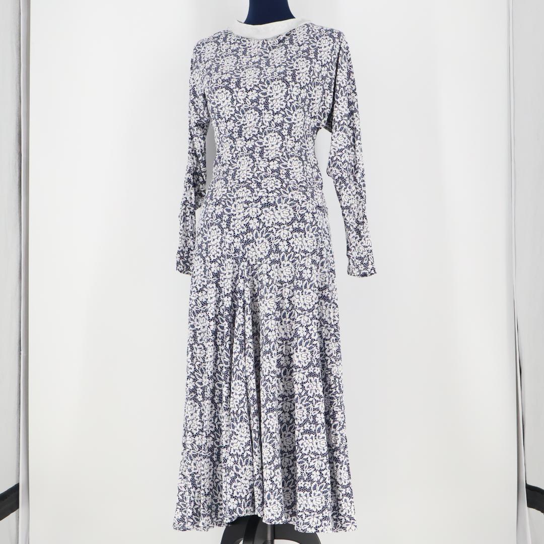 【美品 社交ダンス衣装】ネイビー gentil 上下セット ツーピース 花柄