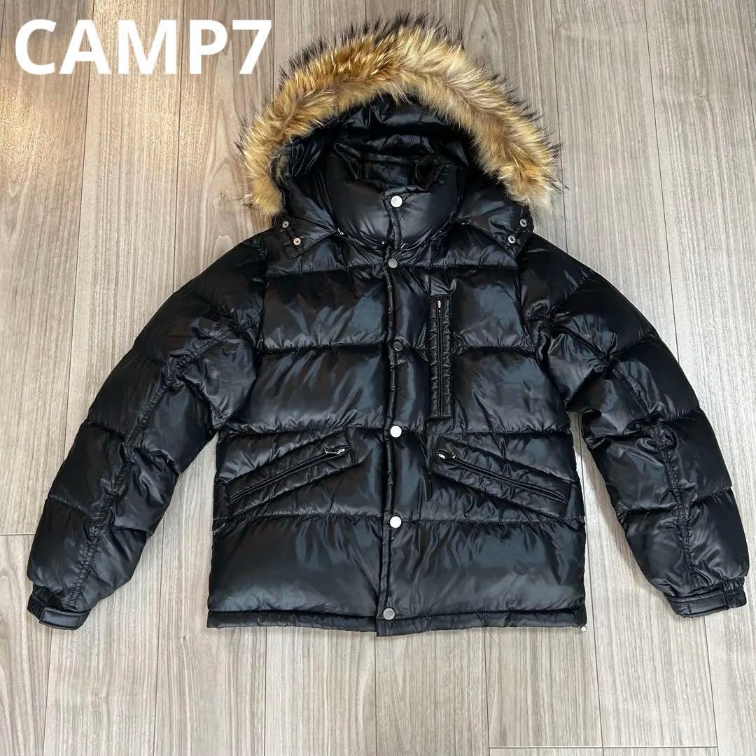 y2k CAMP7リアルファーダウン 光沢✨グランジ 肉厚 短丈 お兄系 S 黒