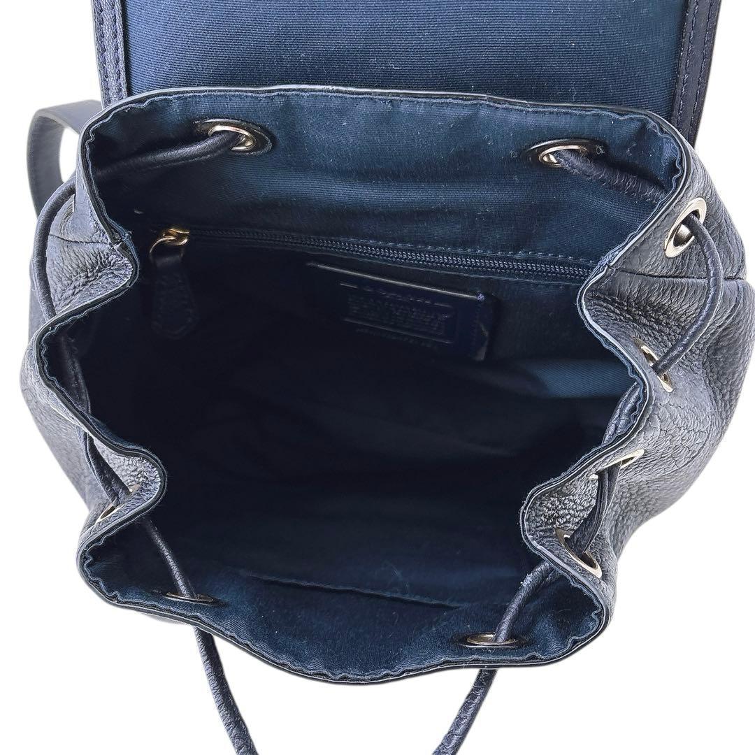 【未使用に近い】コーチ ミニ リュック オールレザー ターンロック シボ革 紺