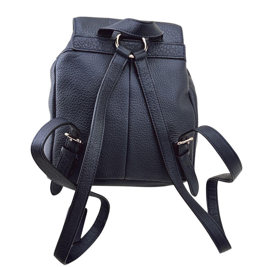 【未使用に近い】コーチ ミニ リュック オールレザー ターンロック シボ革 紺