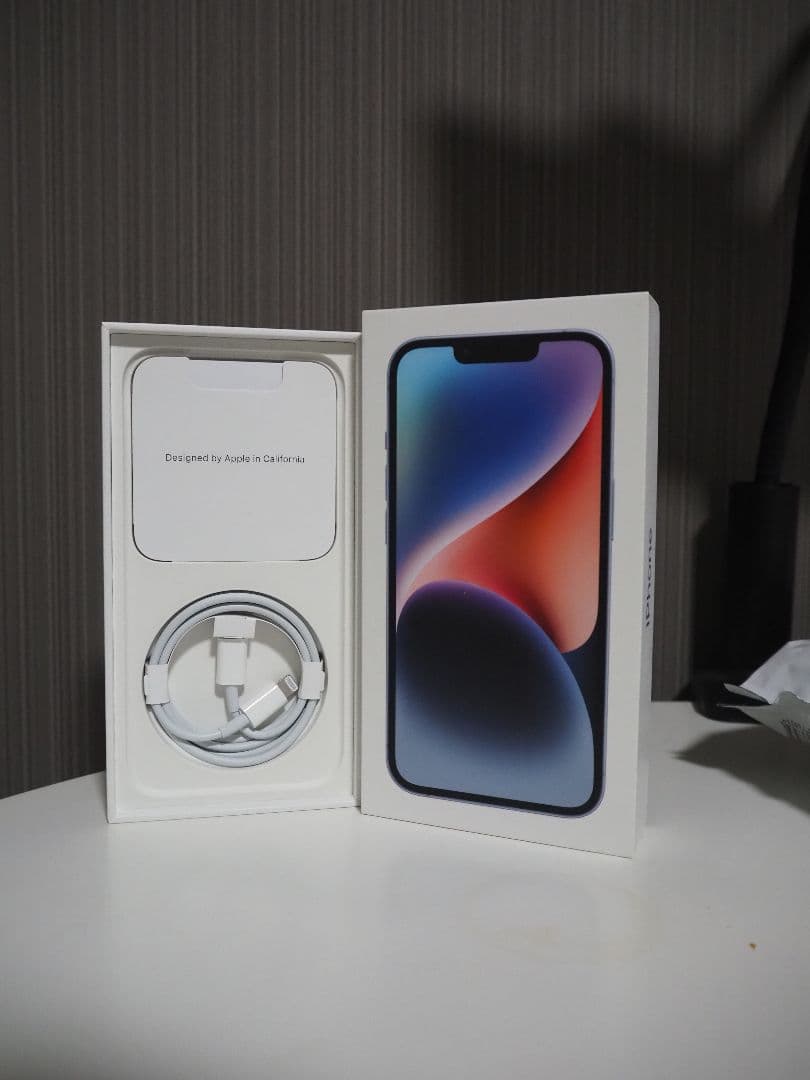 iPhone 14 ブルー 128GB SIMフリー　充電ケーブル・箱あり