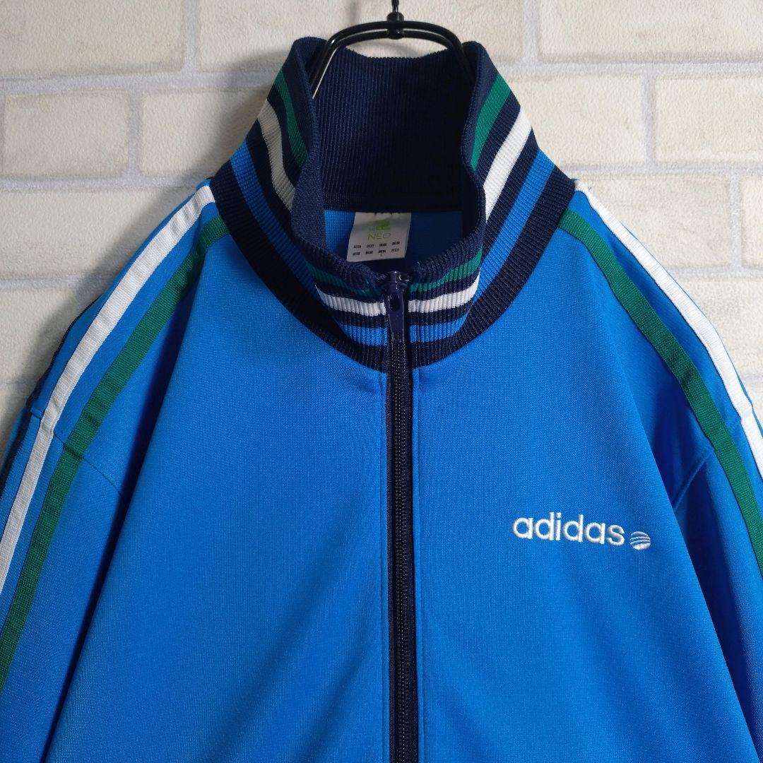 アディダス★あのちゃん着用モデル 刺繍ロゴ セットアップ 上下 青×紺 L