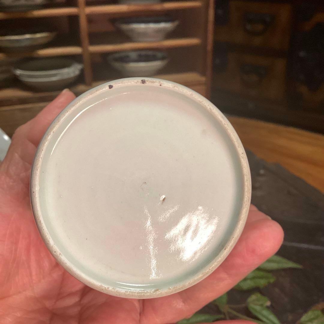 A1045 古伊万里　色絵アザミ紋様　猪口　　1客