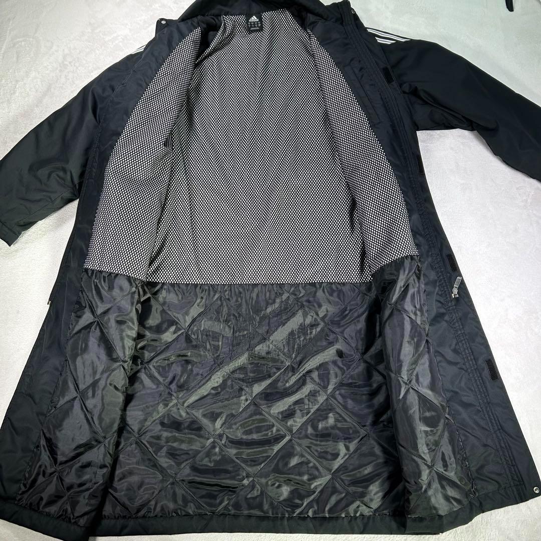 【adidas】ベンチコート　ワンポイントロゴ刺繍　3本ライン　メンズS 黒