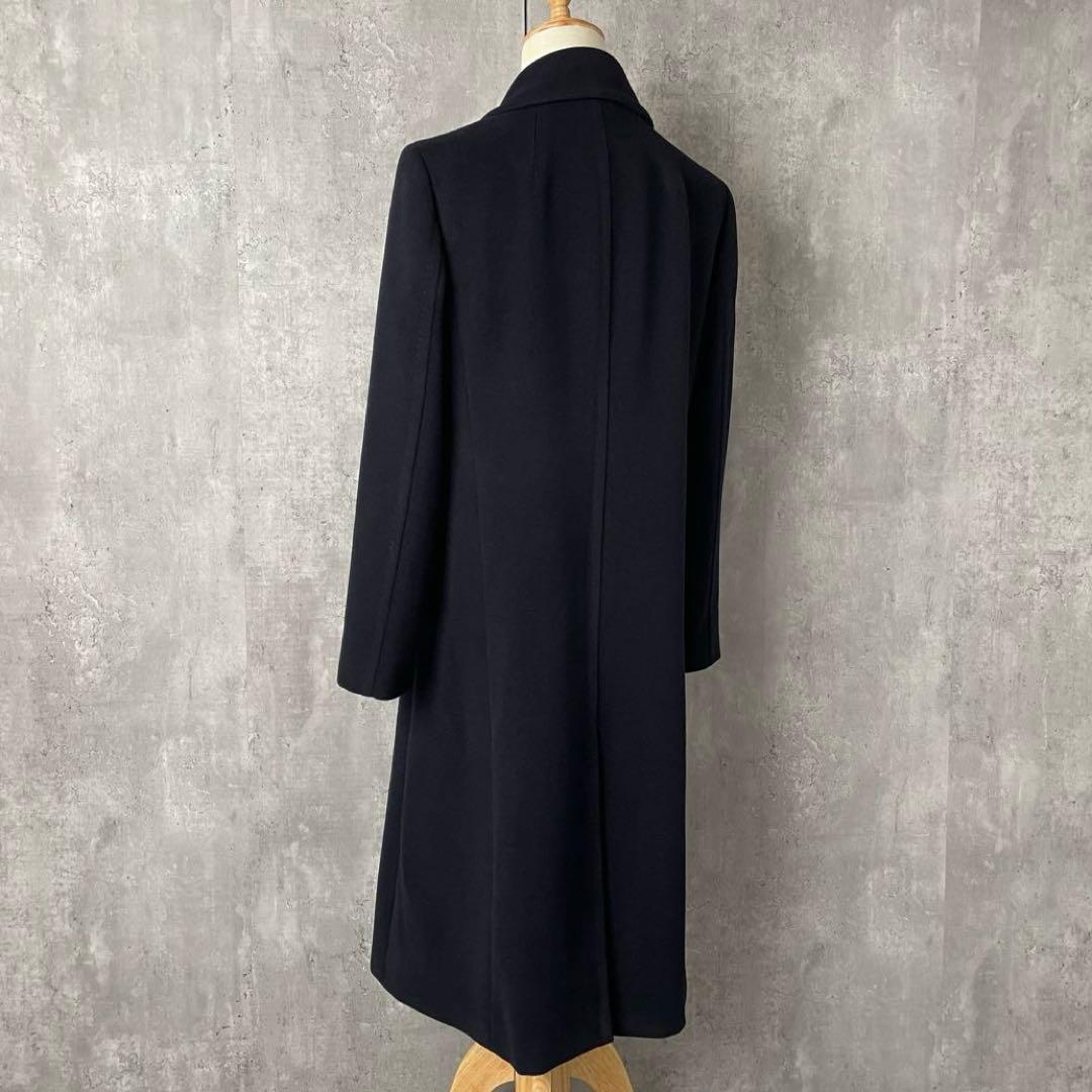 【美品】アクアスキュータム カシミア混 ロングコート ダブルブレスト 紺色 M