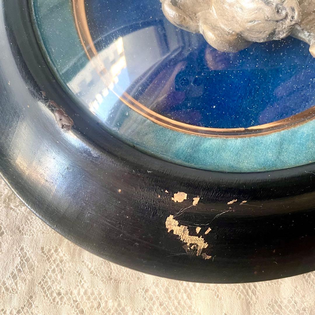 2人の天使のメダイヨン エンジェル フランスアンティーク オーバルフレーム彫刻