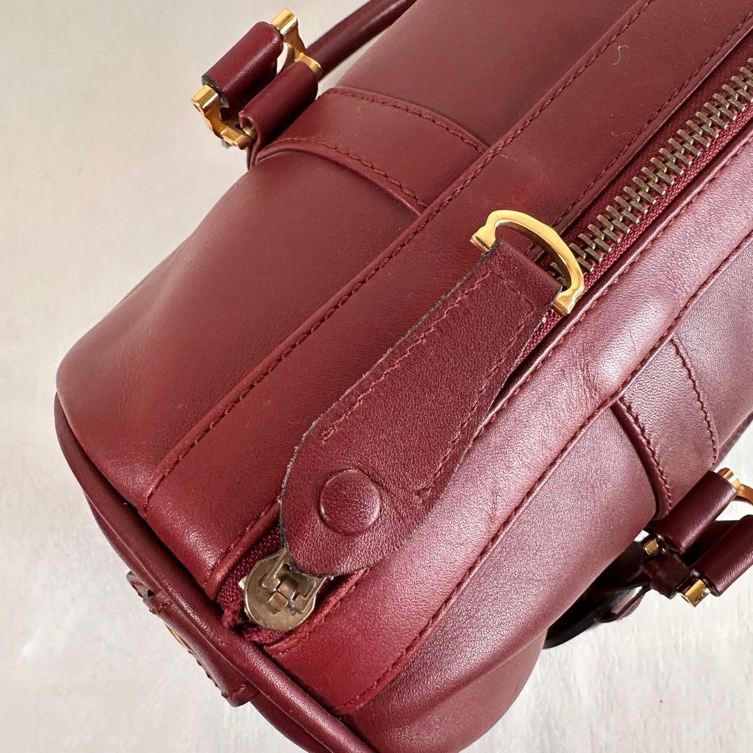 美品 カルティエ マストライン 35 ボルドー ミニボストン ハンドバッグ