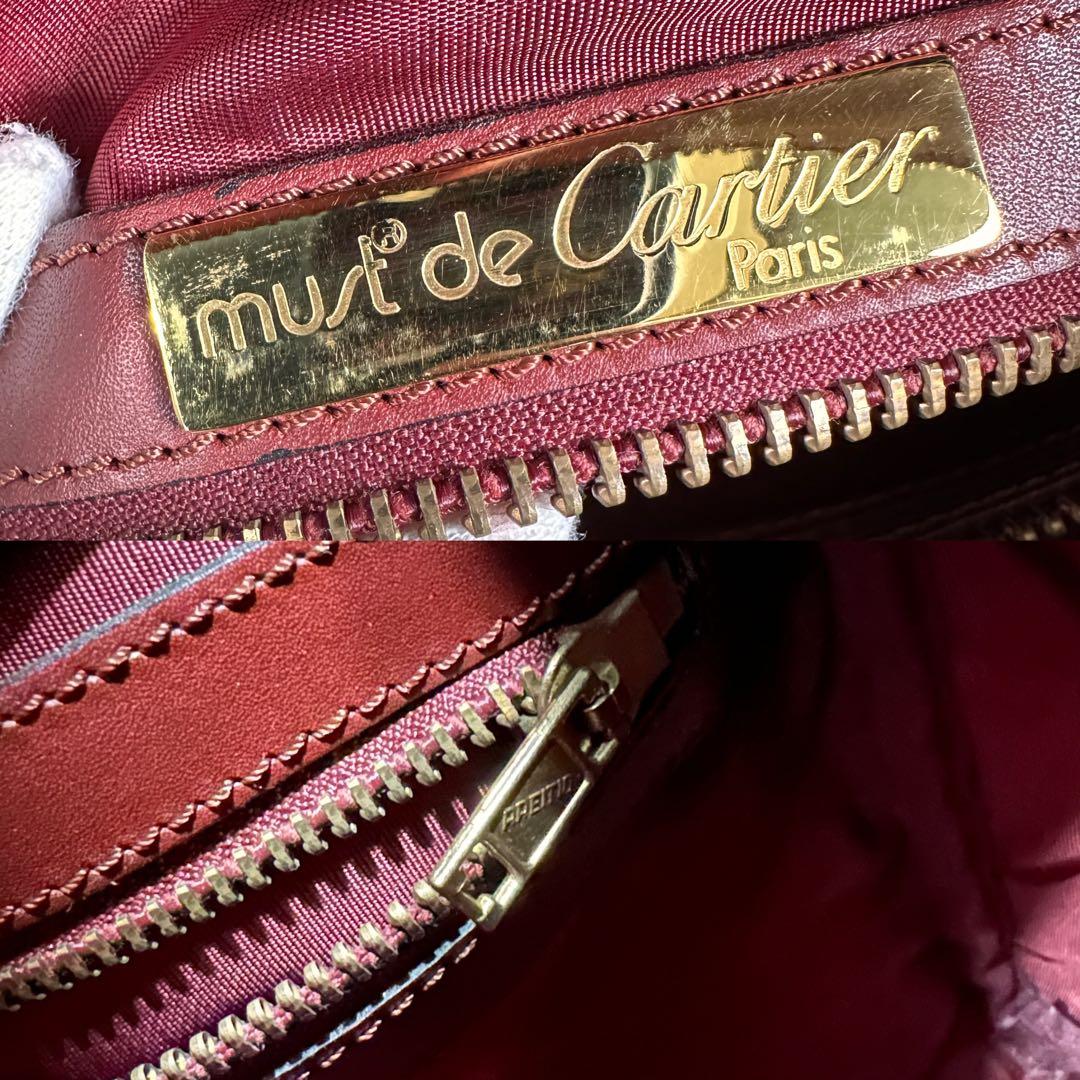 美品 カルティエ マストライン 35 ボルドー ミニボストン ハンドバッグ