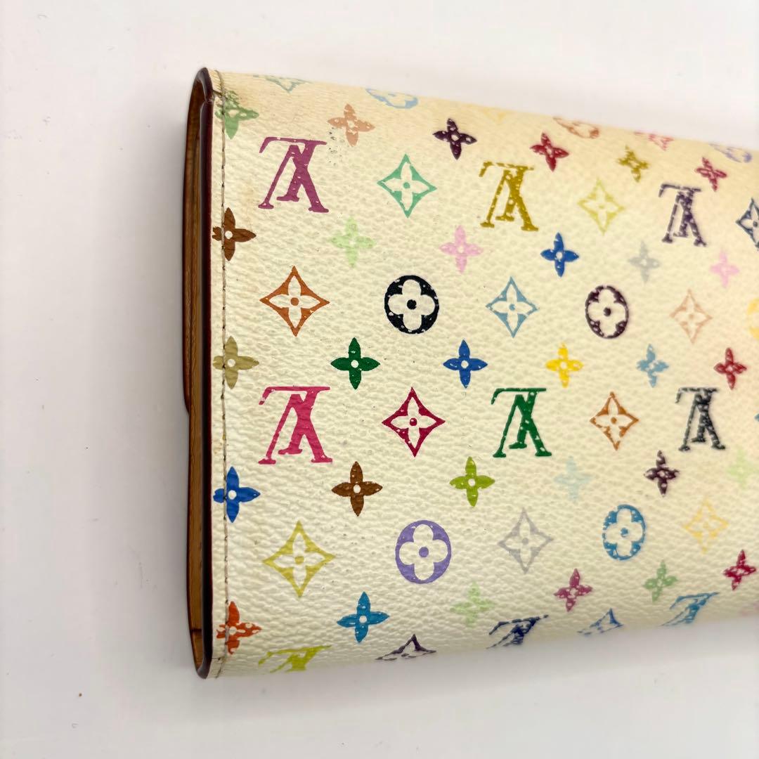正規品 ルイヴィトン サラ マルチカラー 折り財布 総柄 pvc レザー ボタン