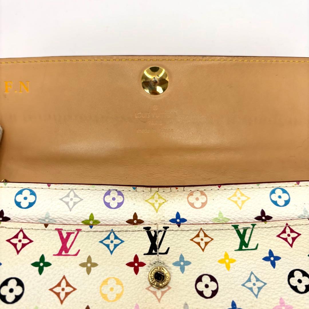正規品 ルイヴィトン サラ マルチカラー 折り財布 総柄 pvc レザー ボタン