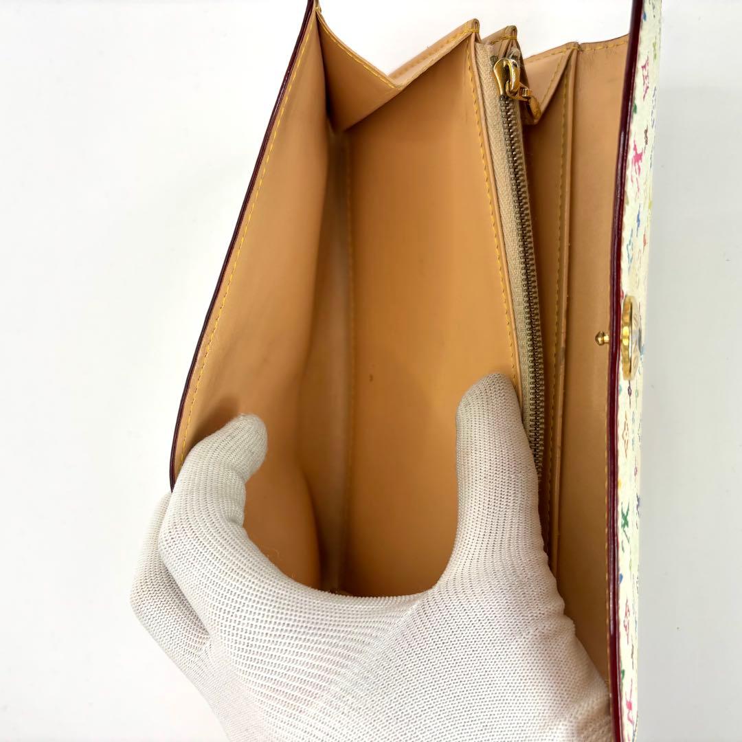 正規品 ルイヴィトン サラ マルチカラー 折り財布 総柄 pvc レザー ボタン