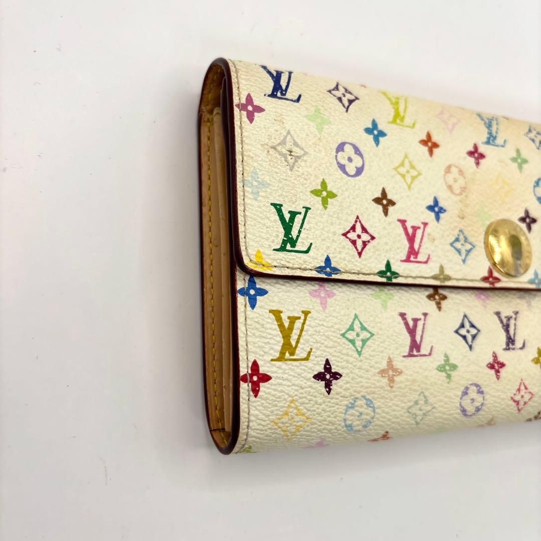 正規品 ルイヴィトン サラ マルチカラー 折り財布 総柄 pvc レザー ボタン