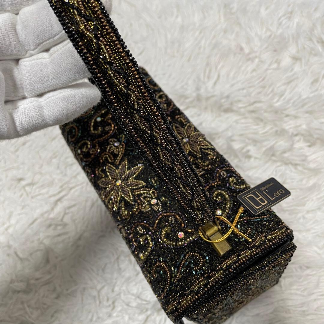 L'oro ロロ ビーズバッグ ターンロック金具 ハンドバッグ アンティーク