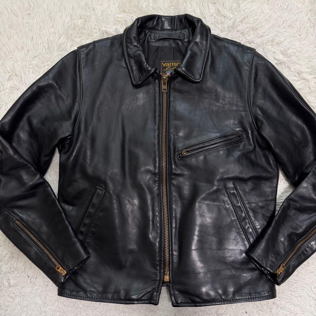 美品Lサイズ相当　VANSON シングルライダースジャケット　レザージャケット