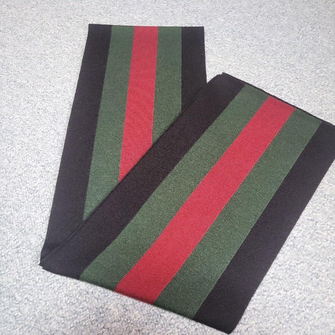 GUCCI ストライプマフラー ブラック/グリーン/レッド