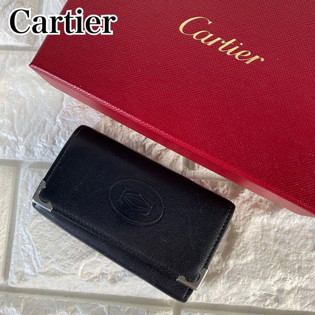 カルティエ マストライン 4連 キーケース ブラック レザー 箱付き