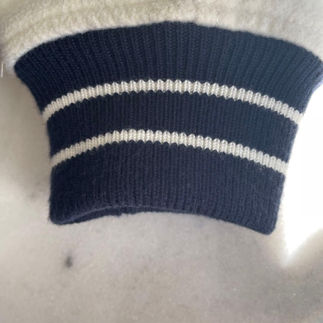 BEAMS スタジャン ネイビー/ホワイト フード付き