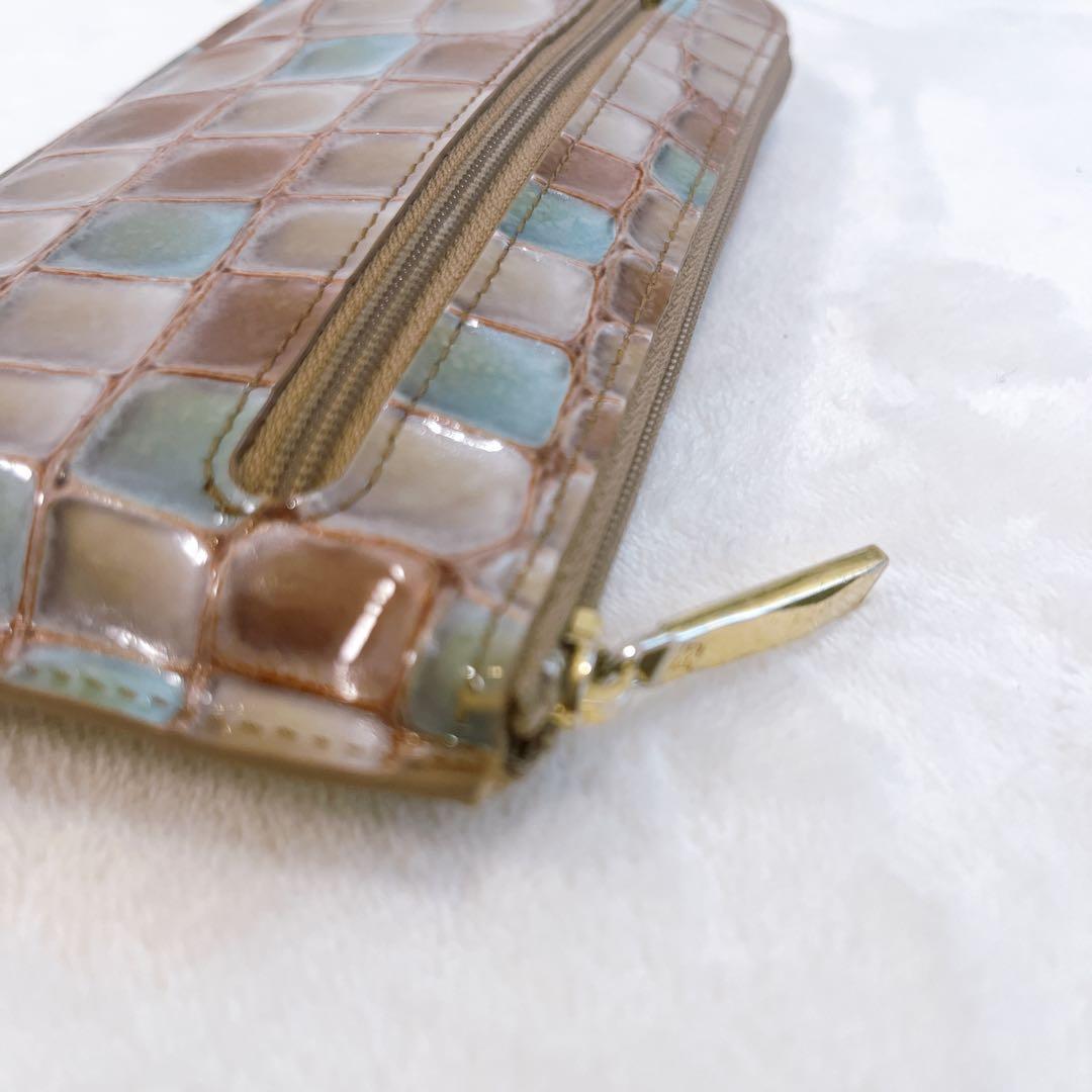 ATAO　財布　リモヴィトロ　アドリアエメラルド　L字ジップ　金ロゴ