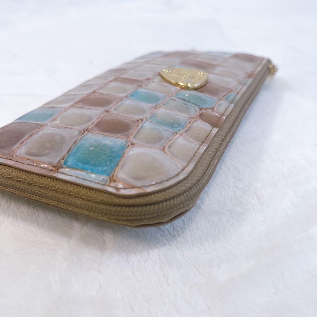 ATAO　財布　リモヴィトロ　アドリアエメラルド　L字ジップ　金ロゴ