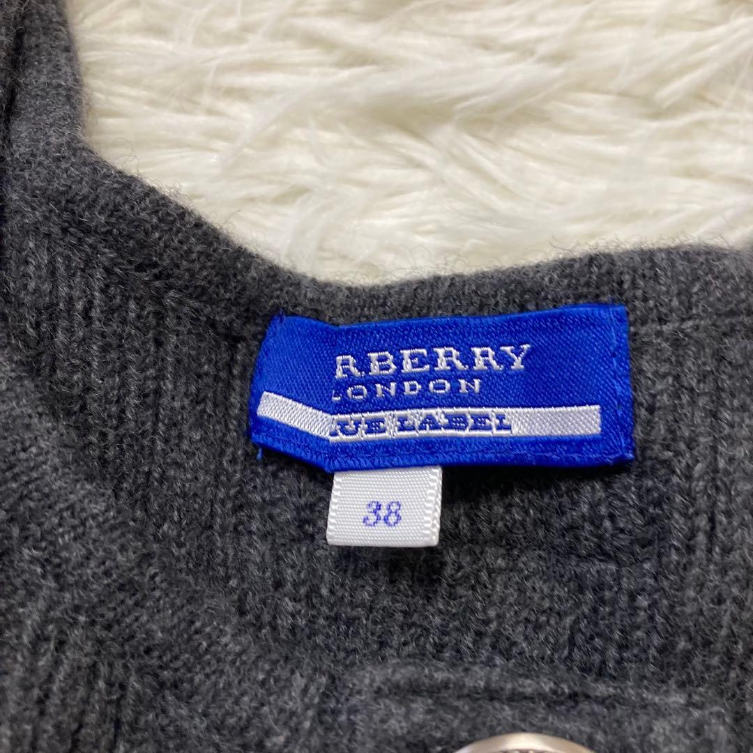 バーバリーブルーレーベル　ウール　ワンピース　リブ　ノースリーブ　銀ボタン　38