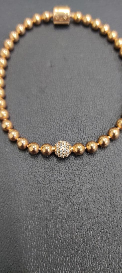 Pandora パンドラ ゴールド ビーズブレスレット ダイヤモンド風　美品