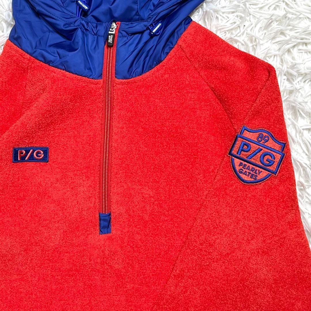 美品✨パーリーゲイツ フリース ナイロンパーカー M ハーフジップ バイカラー