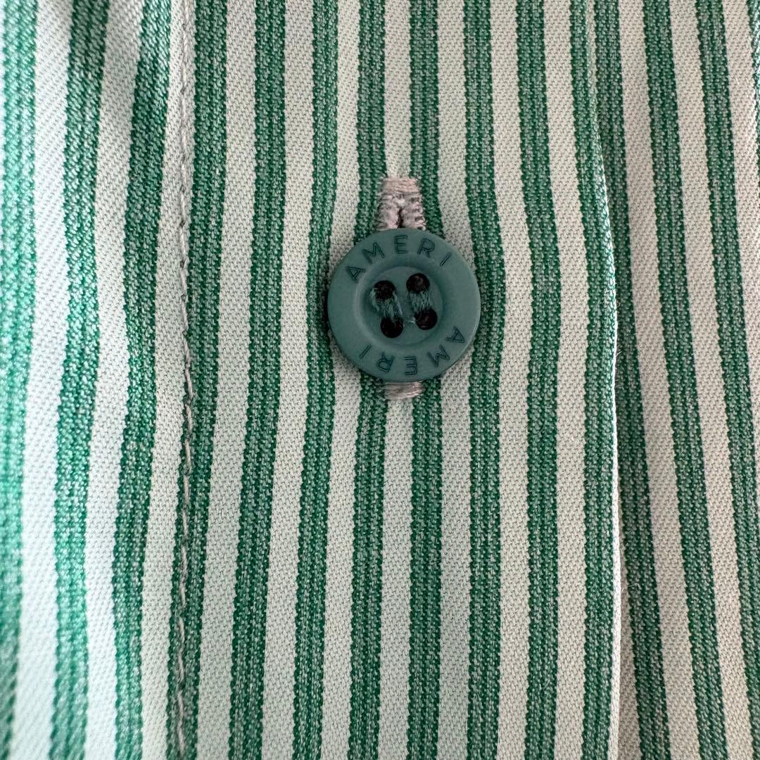 Ameri STRIPE SHIRT ROMPERS グリーン　M