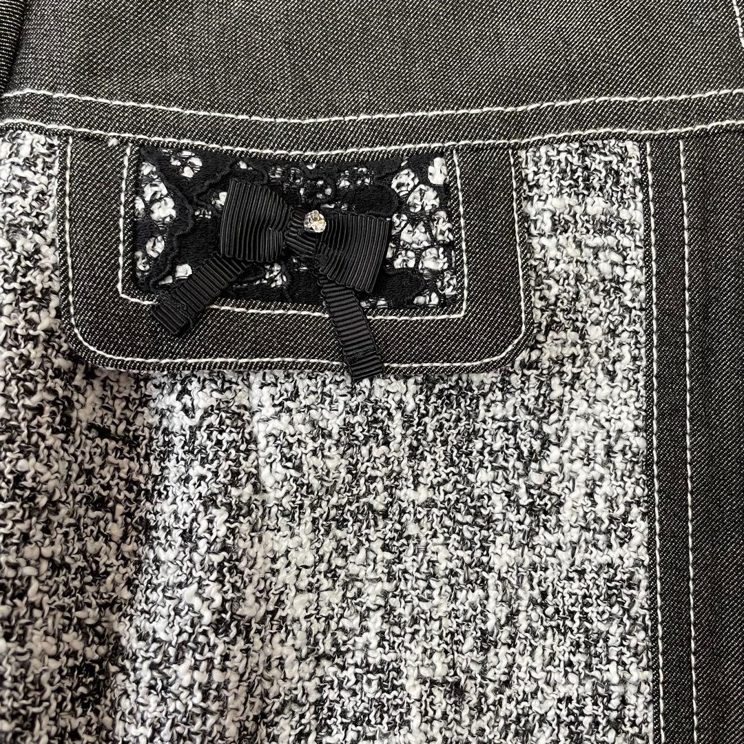 スーパービューティー【40/M相当】　デニム調×ツイード　ドッキングワンピース