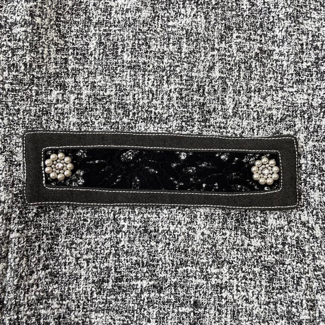 スーパービューティー【40/M相当】　デニム調×ツイード　ドッキングワンピース