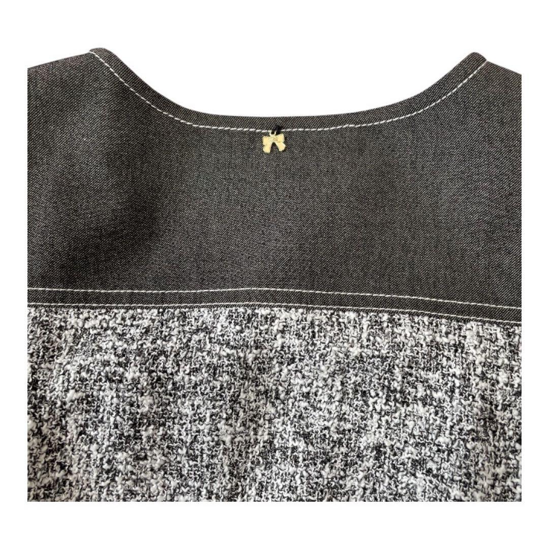 スーパービューティー【40/M相当】　デニム調×ツイード　ドッキングワンピース