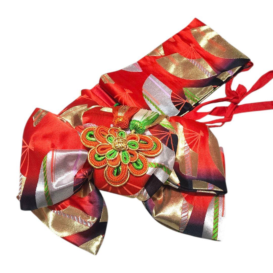 七五三 着物セット 赤金　子供用　きもの　帯　草履　和服　和装