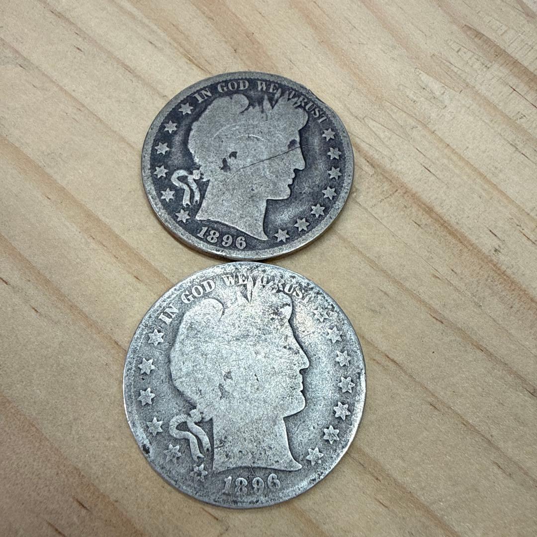 1896年 アメリカ バーバー ハーフダラー 50セント銀貨 50セント