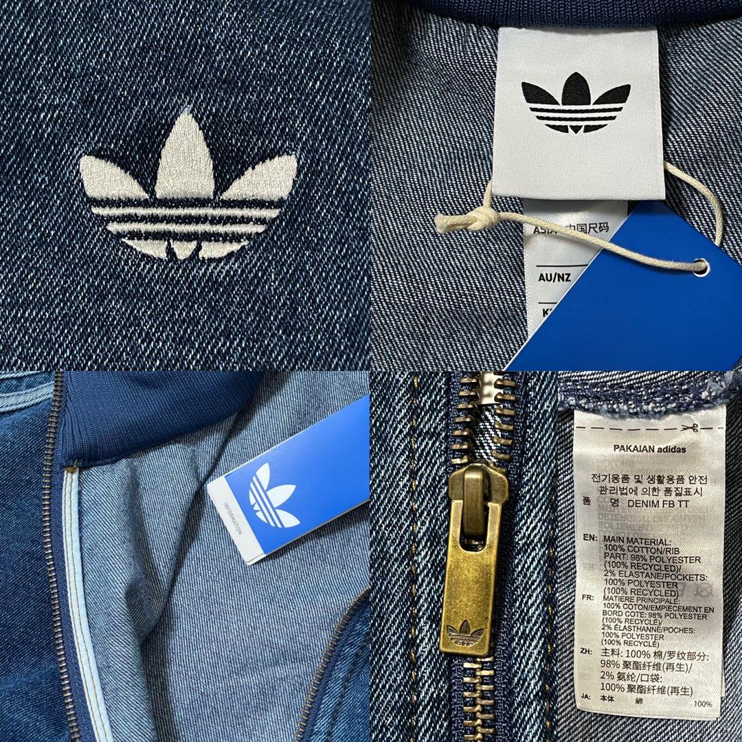 新品3XL】アディダス　デニムジャケットファイヤーバードトラック インディゴブル