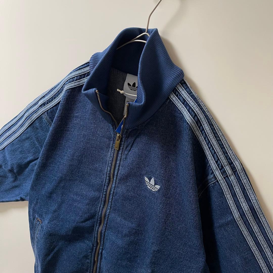 新品3XL】アディダス　デニムジャケットファイヤーバードトラック インディゴブル