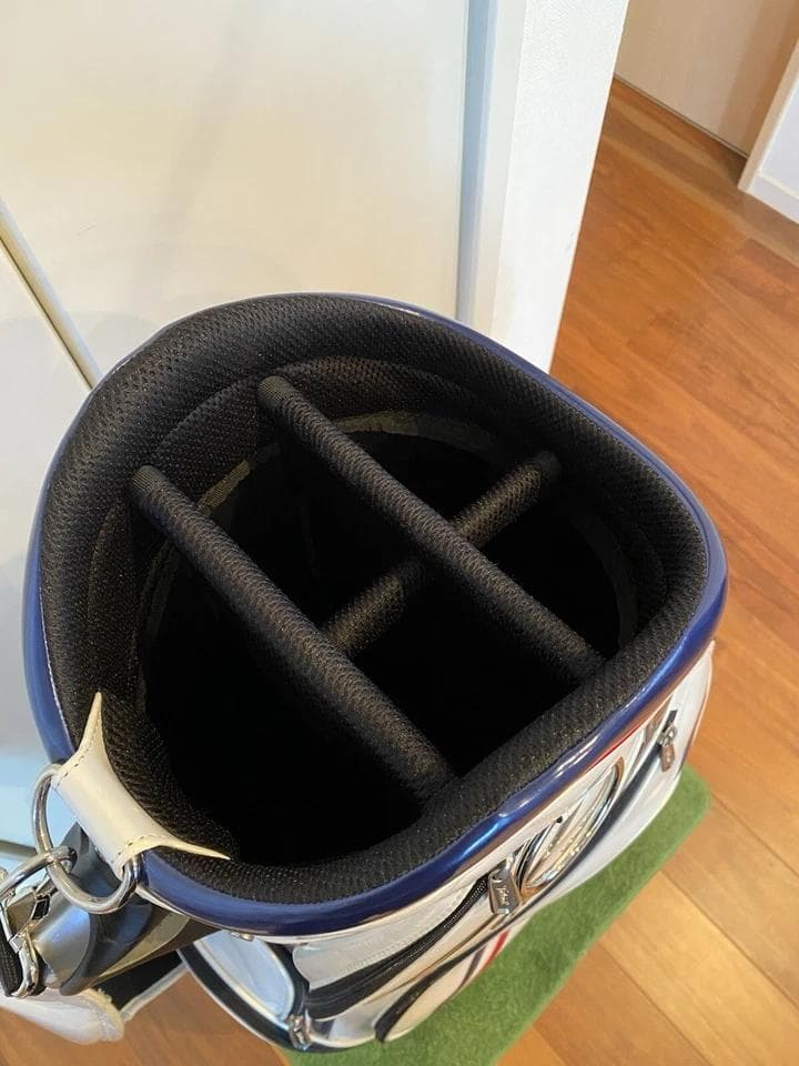 タイトリスト エナメル ゴルフバッグ カート キャディバッグ　青/赤ライン