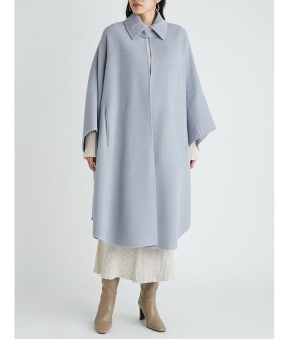 Mila owen 高級 ポンチョ PONTETORTO生地　ブルー