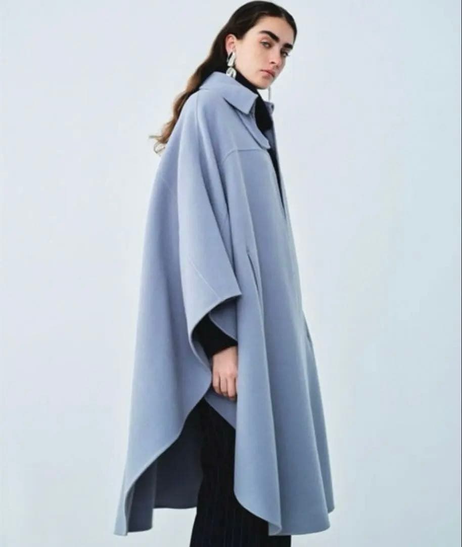 Mila owen 高級 ポンチョ PONTETORTO生地　ブルー