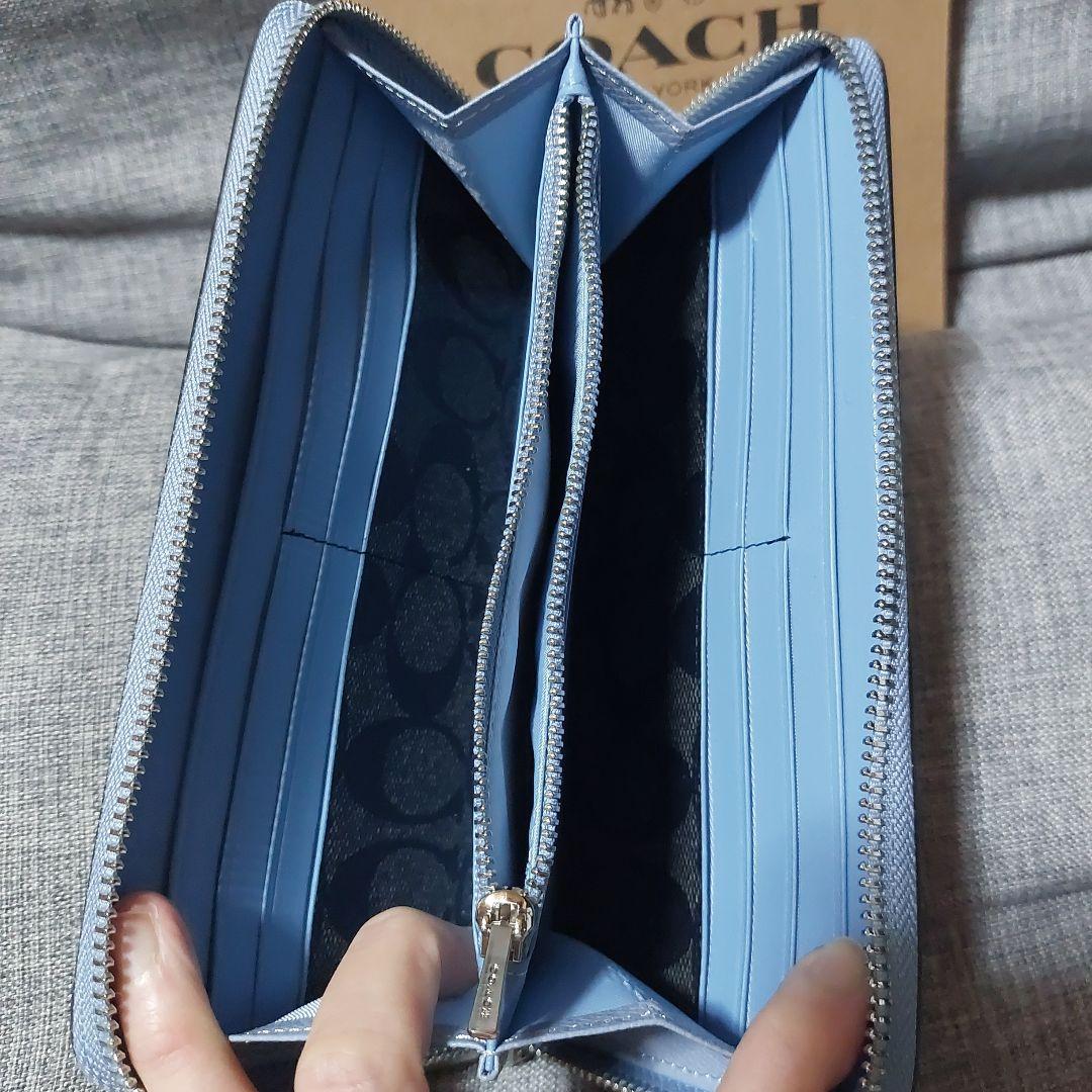 COACH 長財布 ラウンドジップ アコーディオン プール CJ884