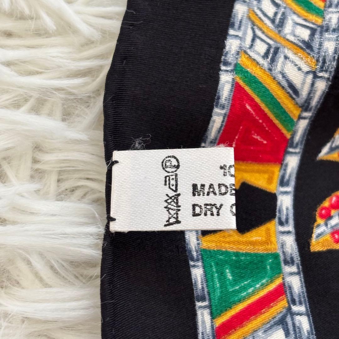 Cartier カルティエ シルクスカーフ 宝石 フラミンゴ モチーフ ブラック