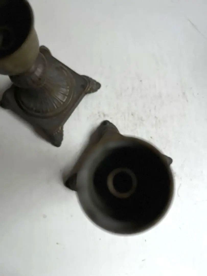 077 フランスアンティーク 真鍮製のキャンドルスタンド セット 燭台 大振り