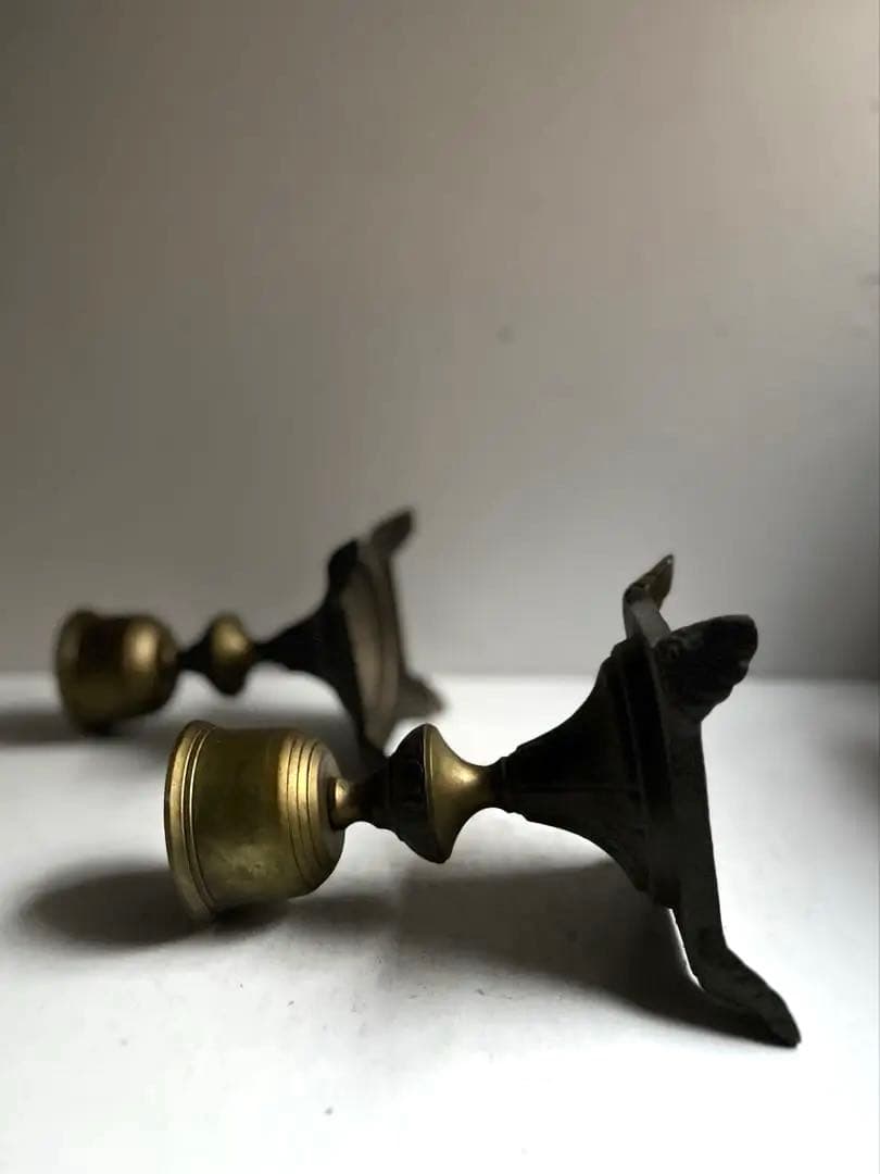 077 フランスアンティーク 真鍮製のキャンドルスタンド セット 燭台 大振り