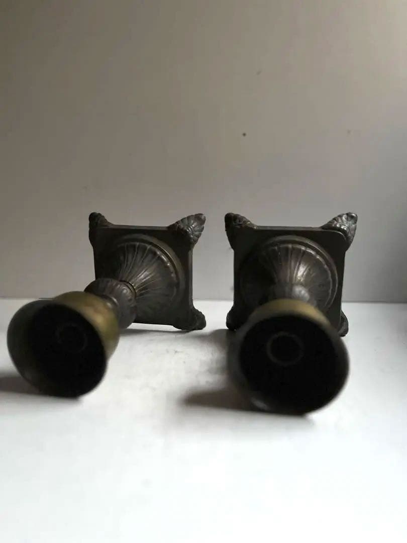 077 フランスアンティーク 真鍮製のキャンドルスタンド セット 燭台 大振り